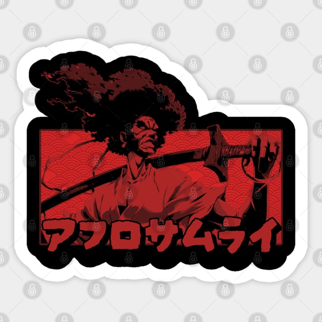 afro samurai warrior red Sticker by podni cheear